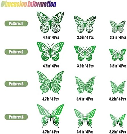 SAOROPEB 3D Butterfly Wall Decor 48 Pcs Dark Green Butterfly Decorations - Image 5