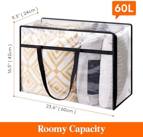 Lifewit 60L Clear Clothes Storage Bags, Plastic Foldable Blanket Storage Bag - Image 3