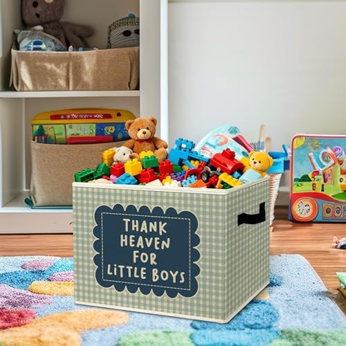 Rustic Thank Heaven for Little Boys Storage Bins Boxes - Image 2