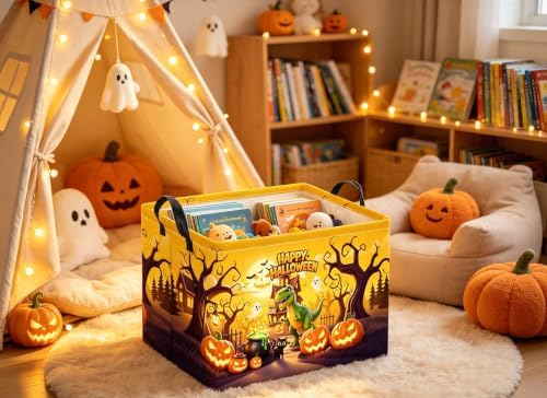 Rectangular Halloween Basket for Boys and Girls Kids Trick or Treat Pumpkin - Image 4