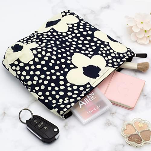 PAZIMIIK Floral Makeup Bag Large Cotton Zipper Pouch - Image 5