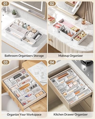 Canfanni 13 Pack Plastic Drawer Organizers Set, 3 Sizes Desk Drawer Organizer - Image 5