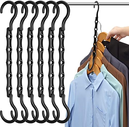 AMKUFO 6 Pack-Closet-Organizers-and-Storage, Space-Saving-Hangers Black by AMKUFO