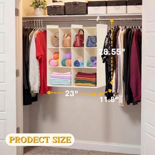 3 Tier Hanging Closet Organizer, 10 Compartments Dual Row Storage - Image 3
