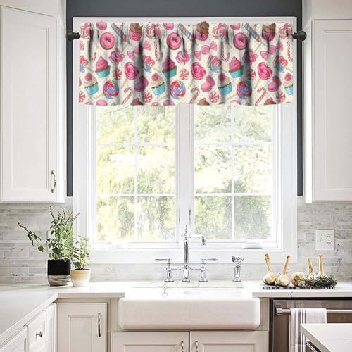 Dessert Valances Curtains Lollipop Candy Macaroon Cupcake Polka Dots Window - Image 6