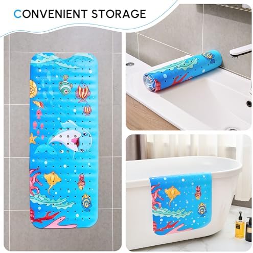 Vannokor Baby Bath Mat for Tub Non Slip Kids, 40 X 16 Inch Extra Long Bathtub - Image 4