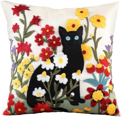 Embroidered Throw Pillow Cover, 20x20 Inch by Kokaaee