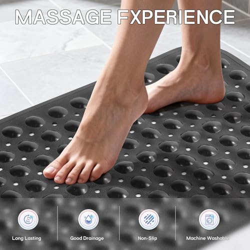 Anti-Slip Bathtub Shower Mat 28×15 Inch Opaque Black - Image 5
