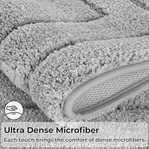 GRANNY SAYS Gray Bathroom Rug 59" x 20", Non-Slip Microfiber Bath Mat - Image 4