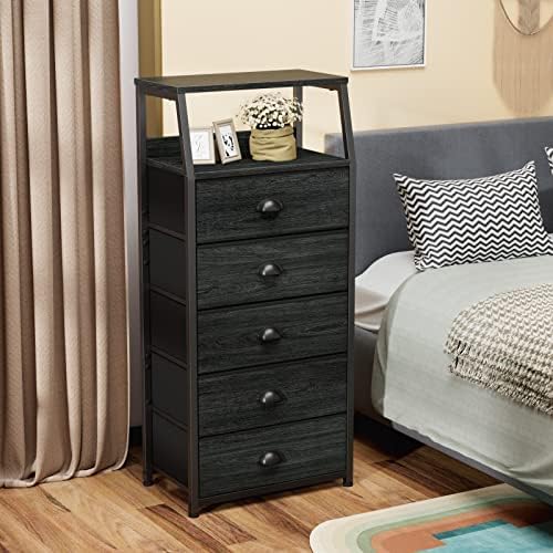Furnulem Black Dresser for Bedroom, Fabric Dorm Tall Nightstand - Image 6