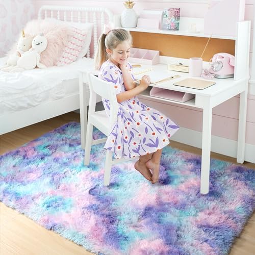 Amdrebio Purple Rainbow Mermaid Small Rug 3x5 - Image 3