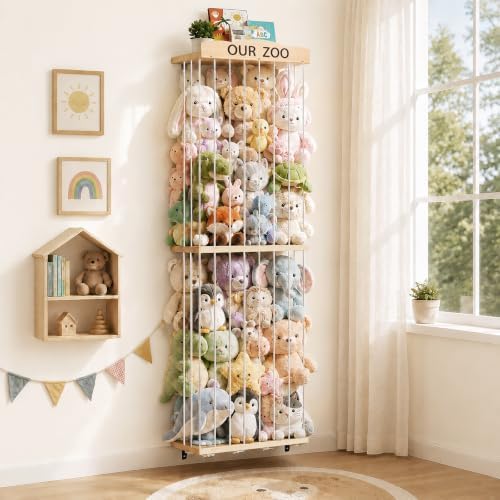Stuffed Animal Storage Organizer: Wall Mount 3-Tier Display Holder by ATEMANS