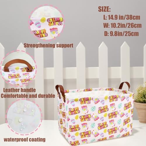 Large Empty Easter Basket for Kid Baby Rectangular Cute Easter Gift Bunny Eggs - Image 4