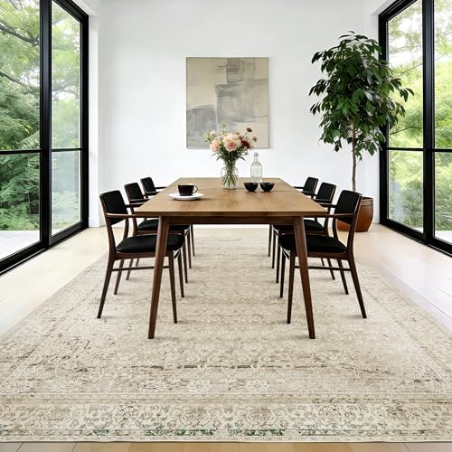 Boho Cream Area Rugs 6x9 for Bedroom Floral Neutral Rug Washable Non Slip - Image 6