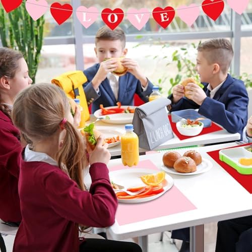 Fullhawl 60 Pcs Pink and Red Paper Placemats, Disposable Rectangular Table - Image 4