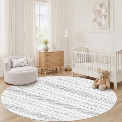 Nakagishi Area Rug Living Room Rugs: 4X4 Machine Washable Boho Large Neutral - Image 6