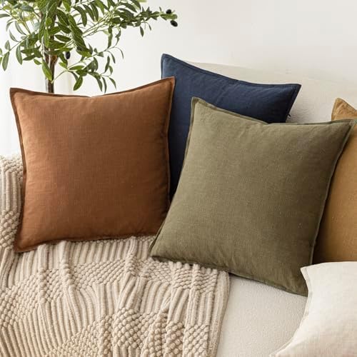 Foindtower Decorative Linen Lumbar Throw Pillow Covers 12x20 Orange Brown - Image 5