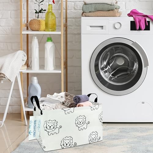 Rectangular Collapsible Lion Storage Basket Nursery Organizer - Image 5