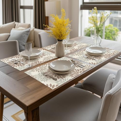 Artoid Mode Floral Vinyl Placemats Set of 6, 12x18 Inch Washable Non-Slip - Image 5