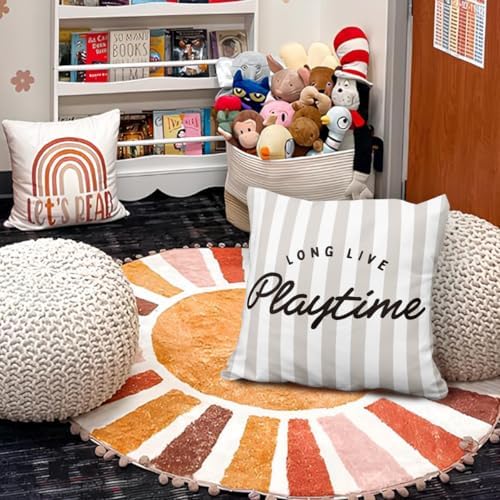Playroom Decor Pillow Covers 18x18, Kids Room Decor, Long Live Playtime Neutral - Image 2