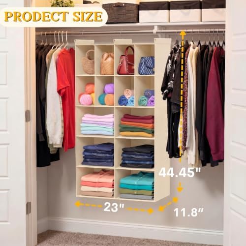 5 Tier Hanging Closet Organizer, 14 Compartments Dual Row Storage - Image 3