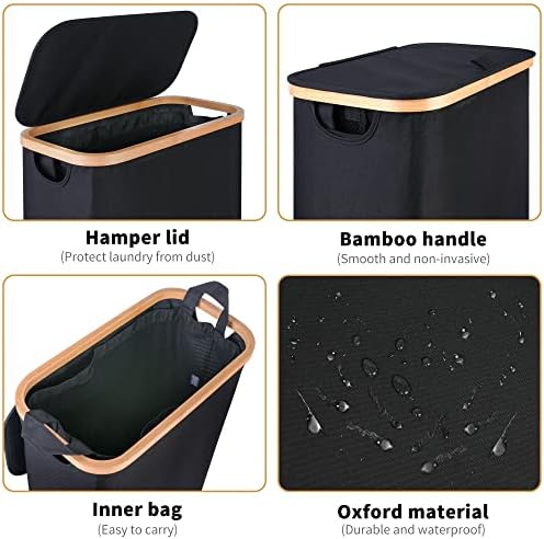 iEGrow 60L Slim Laundry Hamper, Narrow Laundry Basket - Image 2