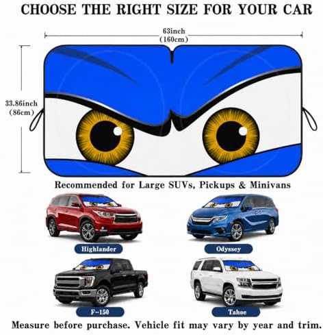 Car Windshield Sun Shade, Universal Fit Full-Size SUV Pickup, Monster Blue - Image 5