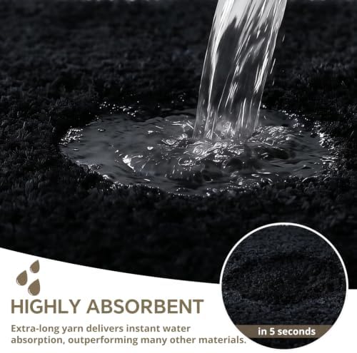 Polyester Bathroom Rug 20"x32" Black, Non-Slip Soft Shaggy Bath Mat - Image 5