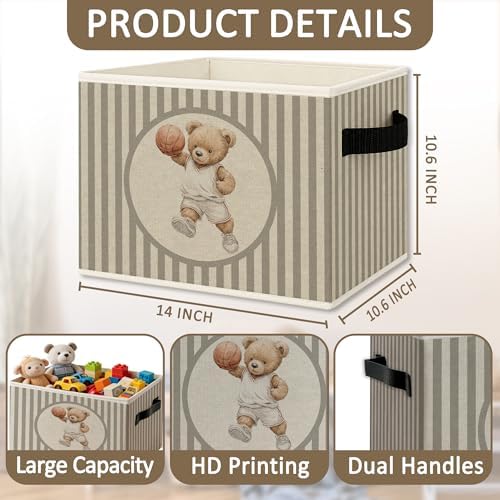 Basketball Bear Nursery Foldable Storage Bins Box - Image 6