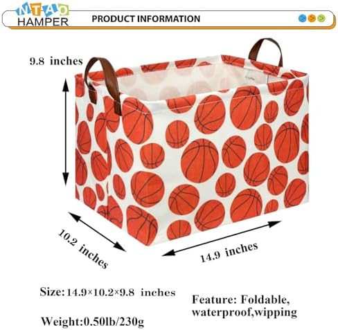 NTAOHAMPER Rectangular Basketball Storage Basket, Storage Bin - Image 6