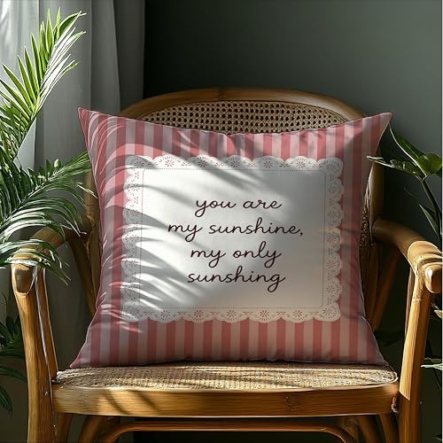 You are My Sunshine Pink Striped Pillow Cover 18x18, Nursery Girls Room Decor - Image 4