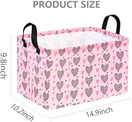 Valentines Basket Rec Heart Print Box Hamper Storage Basket Collapsible - Image 2