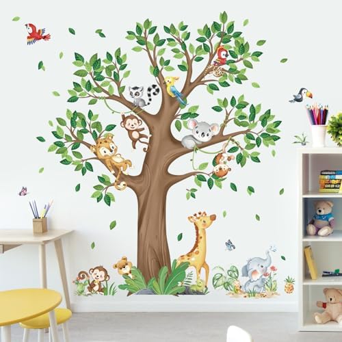 decalmile Jungle Animal Tree Giraffe Koala Wall Decals Stickers - Image 3
