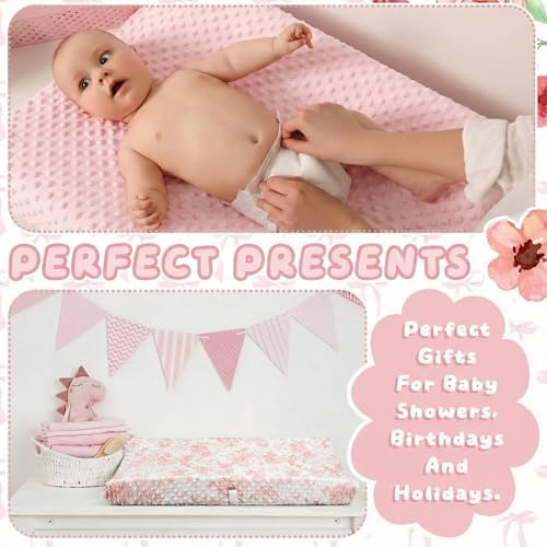 Smoothnovelty 3 Pcs Pink Bow Baby Changing Pad Covers, Changing Table Cover - Image 4