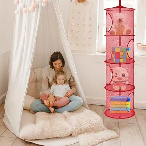 2Pcs Hanging Stuffed Animal Storage Hammock 4 Tiers - Image 6