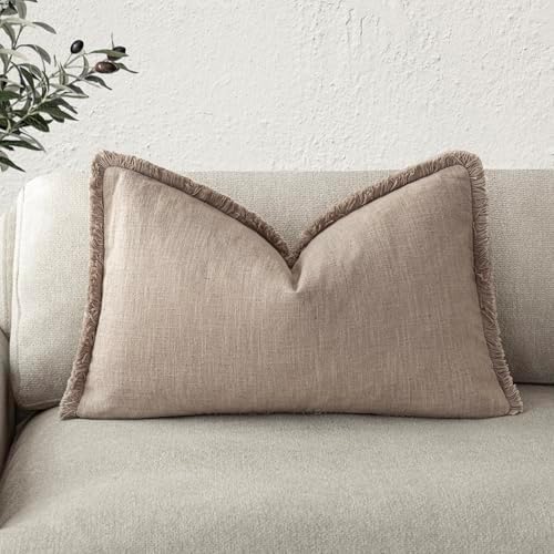 Foindtower Decorative Linen Fringe Lumbar Throw Pillow Covers Boho Farmhouse by Foindtower