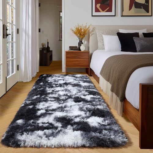 Amdrebio Black White Grey Runner Area Rug 2x6 by Amdrebio