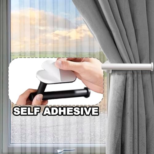 MaxMona Adhesive Curtain Holdbacks, 4 Pack No-Drill 304 Stainless Steel Tiebacks - Image 2