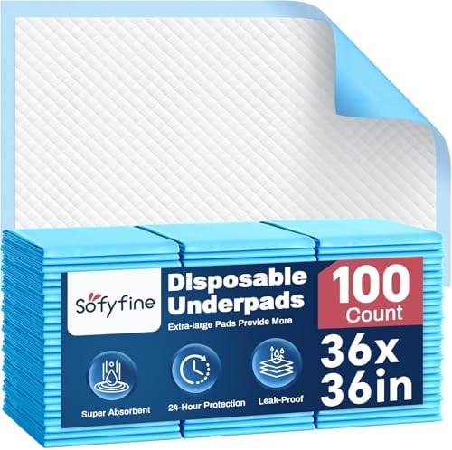 SOFYFINE Extra Large Chucks 36"x36" 100 Count Disposable Bed Pads Heavy Duty by SOFYFINE