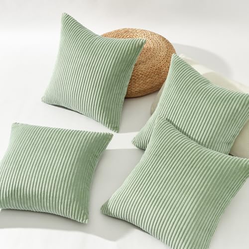 Topfinel Sage Green Decorative Throw Pillow Covers Set of 4, Soft Velvet Modern - Image 6