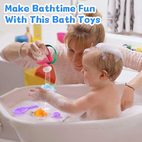 Fajiabao Toddler Bath Toys for Kids Ages 1-3 Stack, Scoop & Pour Set 9PCS - Image 4