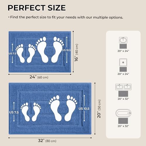 GRANNY SAYS Blue Bathroom Rugs Set 2 Piece, Soft Microfiber Bath Mats - Image 2