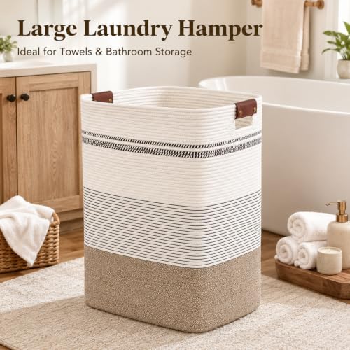 Laundry Hamper, Cotton Rope Laundry Basket - Image 3