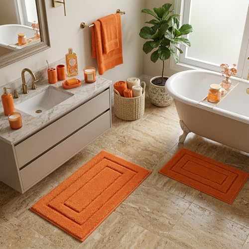 GRANNY SAYS Orange Bathroom Rugs Set 2 Piece, Soft Microfiber Bath Mats - Image 3