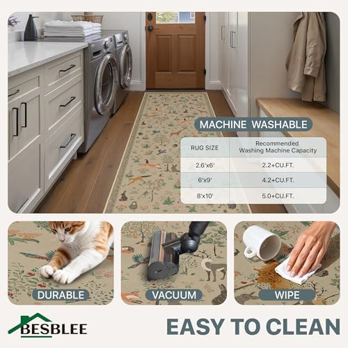 BESBLEE 2X7 Washable Kitchen Runner Rug, Animal Non Slip - Image 5