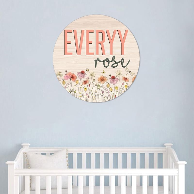 Personalized Wooden Round 3D Nursery Name Sign Boho Floral Pattern, Baby Name - Image 4
