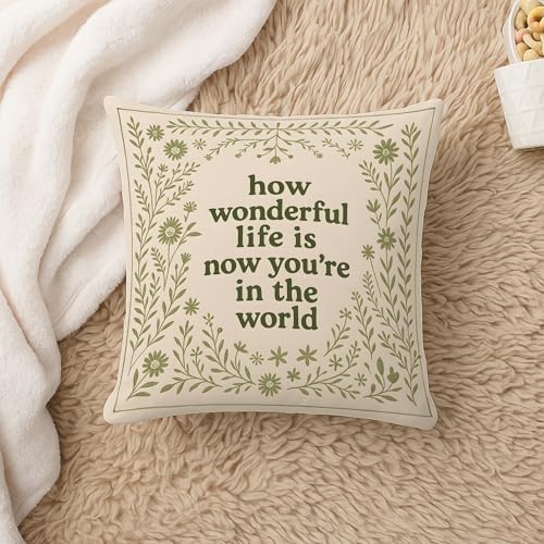 Sage Green Inspirational Floral Pillow Covers 18x18, Wildflower Nursery Decor - Image 5
