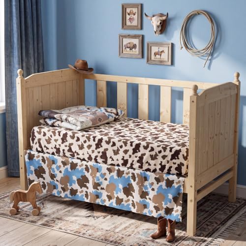 Peryiter 3 Pcs Blue Western Cowboy Crib Sheet Set Baby Crib Bedding Set - Image 5