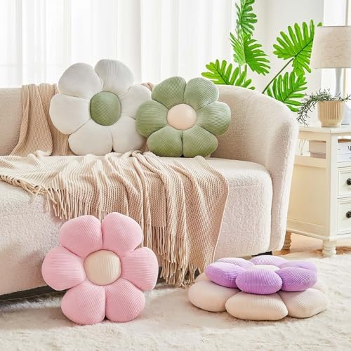 Kcvvcr Sage Green Flower Pillow, 19.6" Cute Flower Shaped Floor Pillow - Image 3