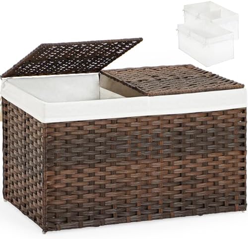 SETVSON Storage Basket with Lid PE Rattan Storage Basket 105L by SETVSON